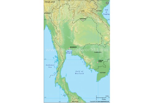 Thailand Blank Map, Green 