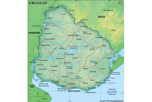 Uruguay Political Map, Dark Green