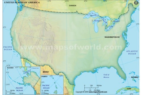 US Blank Map, Dark Green