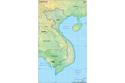 Vietnam Blank Map, Dark Green