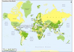 World Map with Countries - Digital File