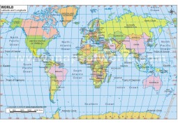 World Map in Pseudocylindrical Projection - Digital File