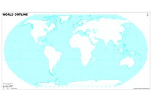 World Outline Map in Robinson Projection in Light Background