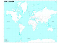 World Map in Miller Projection Light Blue Background - Digital File