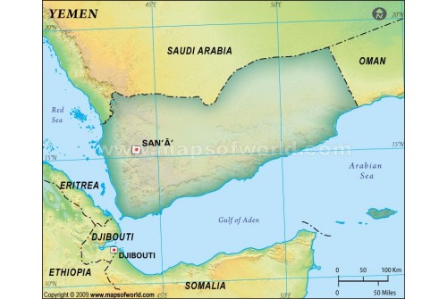 Yemen Blank Map, Dark Green