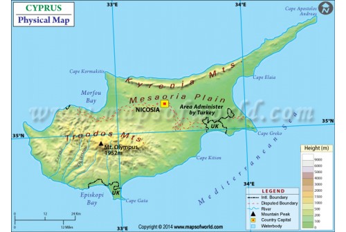Cyprus Physical Map