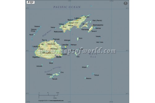 Fiji Latitude and Longitude Map