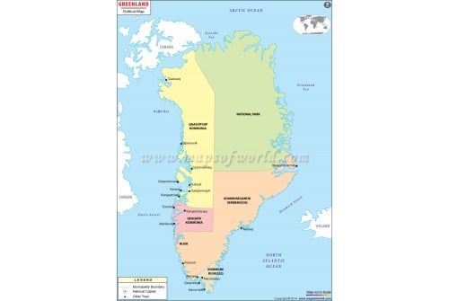 Greenland Political Map 