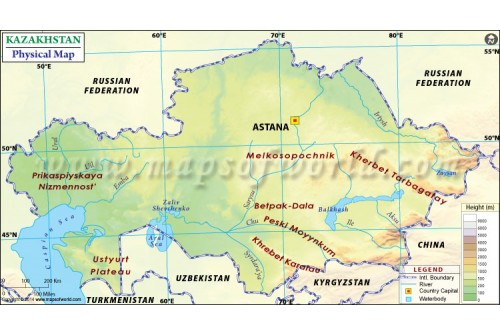 Kazakhstan Physical Map