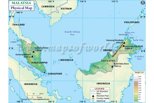 Malaysia Physical Map