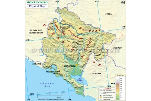 Montenegro Physical Map