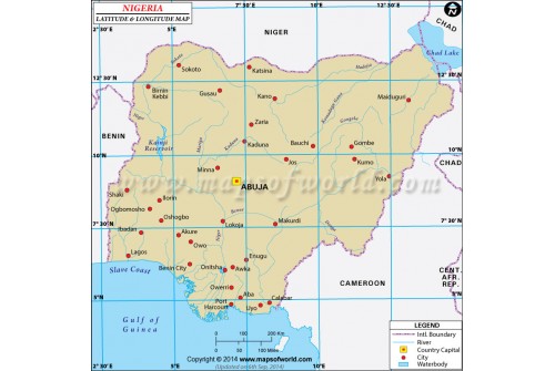 Nigeria Latitude and Longitude Map