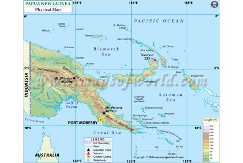 Papua New Guinea Physical Map