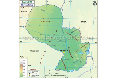 Paraguay Physical Map
