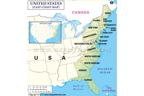 Map of East Coast USA