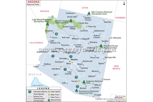 Map of Arizona National Parks