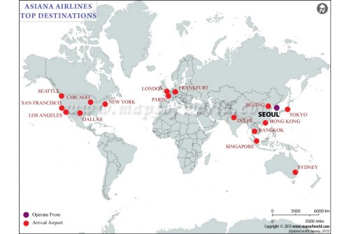 Map of Asiana Airlines Flight Schedule
