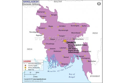 Bangladesh Domestic Airlines and Headquarters Map