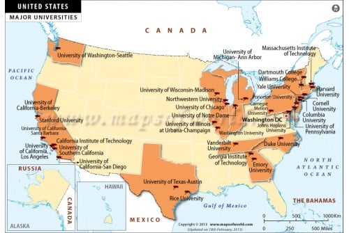 Map of Major Universities in USA