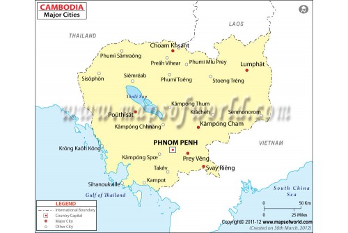 Map of Cambodia with Cities