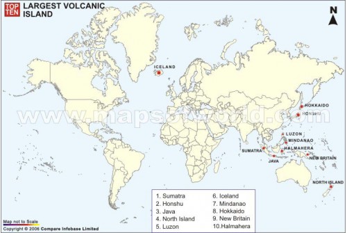 Map of Top Ten Countries With Largest Volcanic Islands