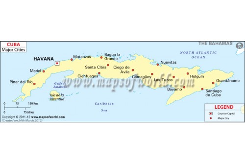 Map of Cuba with Cities