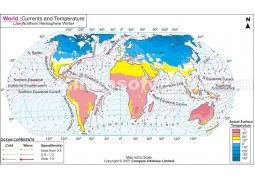 World Map - Currents and Temperature in January - Digital File