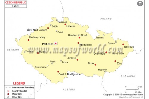 Czech Republic Map with Cities