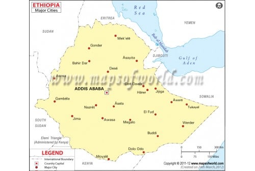 Ethiopia Map with Cities