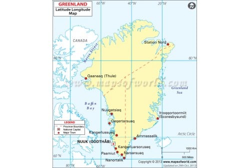 Greenland Latitude and Longitude Map