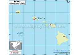 Hawaii Latitude and Longitude Map - Digital File