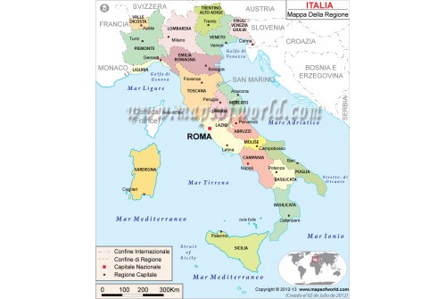 Italia Mappa, Italy Map in Italian