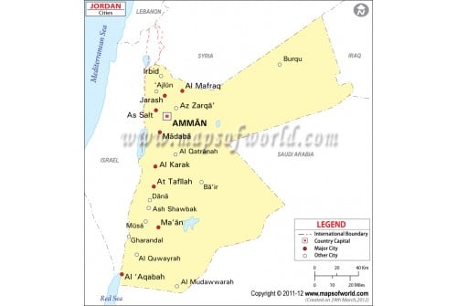 Jordan Map with Cities