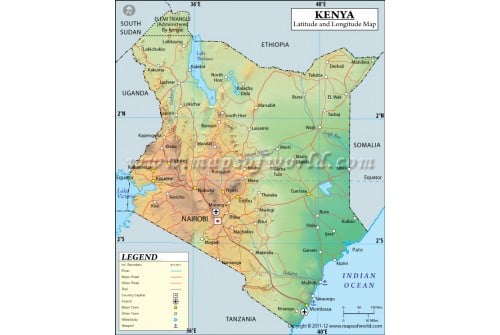Kenya Latitude and Longitude Map