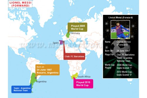 Map of Lionel Messi Biography
