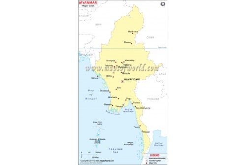 Map of Myanmar with Cities
