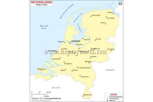 Map of Netherlands with Cities