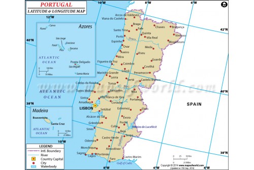 Portugal Latitude and Longitude Map