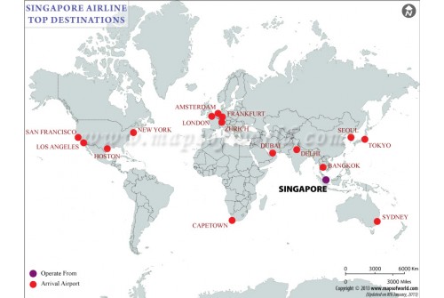 Map of Singapore Airlines Flight Schedule