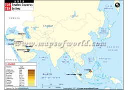Map of Smallest Countries in Asia by Area - Digital File