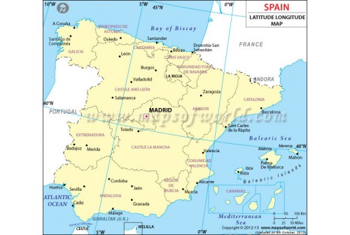 Spain Latitude and Longitude Map