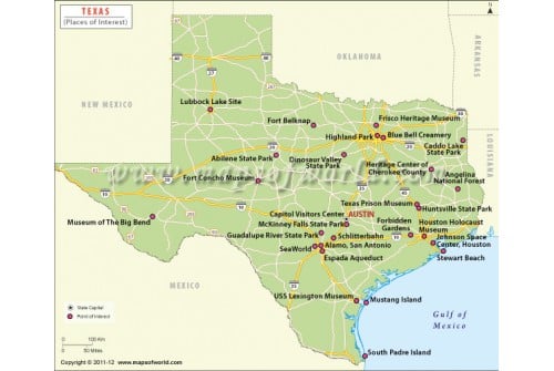 Map of Texas Tourist Attraction