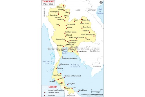 Thailand Map with Cities