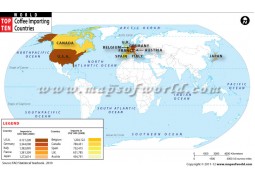 World Map - Top Coffee Importing Countries in the World - Digital File