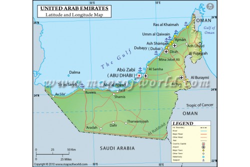 UAE Map With Latitude And Longitude