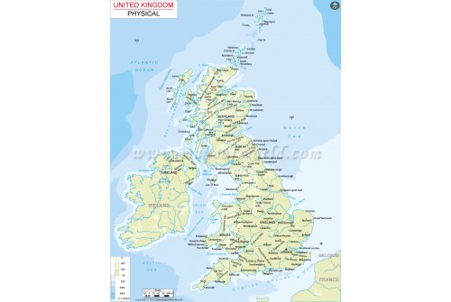 United Kingdom Physical Map 