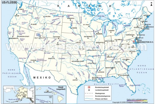 Landkarte US-Flusse (US Rivers Map)