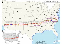 US Interstate 40 Map - Digital File