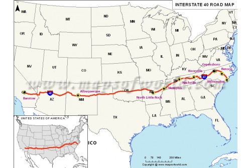 US Interstate 40 Map