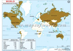 World Map of Copper Producing Countries - Digital File
